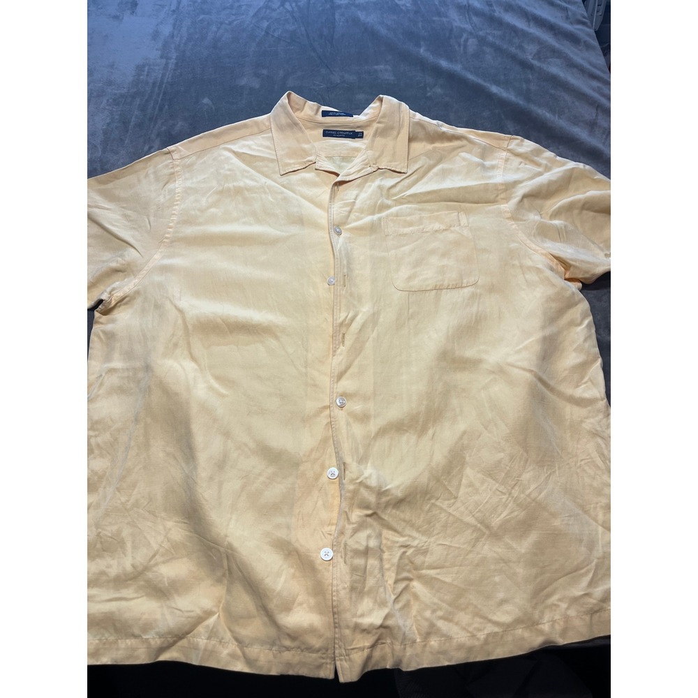 Daniel Cremieux Classics Mens Shirt 2X Big Beige Silk Linen Blend Camp